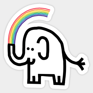 Black and White Elephant Creates Colorful Rainbow Sticker